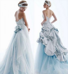 голубое свадебное платье