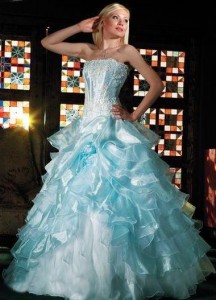 голубое свадебное платье