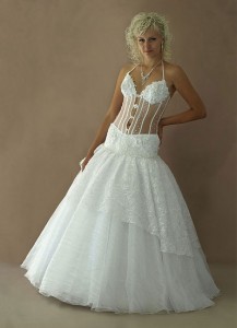 свадебное платье с прозрачным корсетом